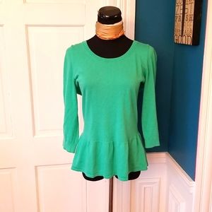 Green Ann Taylor peplum sweater M